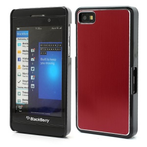Vertical Brushed Aluminum Skin Plastic Hard Case Sheild for BlackBerry Z10 BB 10 - Red