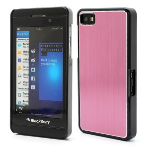 Vertical Brushed Aluminum Skin Plastic Hard Case Sheild for BlackBerry Z10 BB 10 - Pink