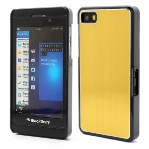 Vertical Brushed Aluminum Skin Plastic Hard Case Sheild for BlackBerry Z10 BB 10 - Gold