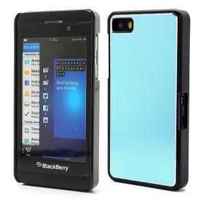 Vertical Brushed Aluminum Skin Plastic Hard Case Sheild for BlackBerry Z10 BB 10 - Light Blue