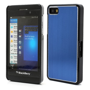 Vertical Brushed Aluminum Skin Plastic Hard Case Sheild for BlackBerry Z10 BB 10 - Dark Blue