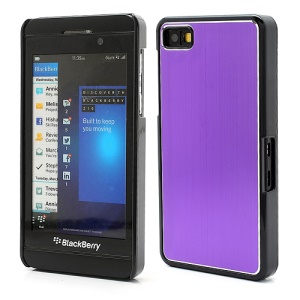 Vertical Brushed Aluminum Skin Plastic Hard Case Sheild for BlackBerry Z10 BB 10 - Purple