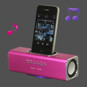 Portable Music Angel Speaker for iPhone iPod Mobile Phone PC U-disk SD(UK3) - Rose