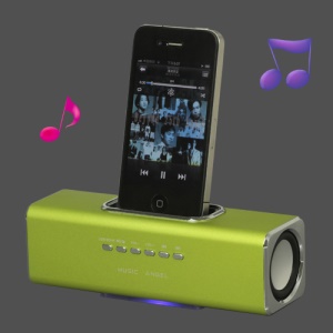 Portable Music Angel Speaker for iPhone iPod Mobile Phone PC U-disk SD(UK3) - Green