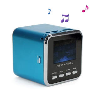 New Angel LCD Display Digital Speaker Support Micro SD Card / USB Disk / FM - Blue