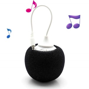 Mini Sponge Balloon Style USB Rechargeable Speaker w/ 3.5mm Audio Jack - Black