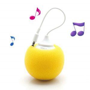 Mini Sponge Balloon Style USB Powered 3.5mm Audio Jack Speaker - Yellow