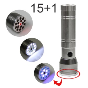 Newest Bright 15 in 1 LED Flashlight Torch w/ UV and Laser Light