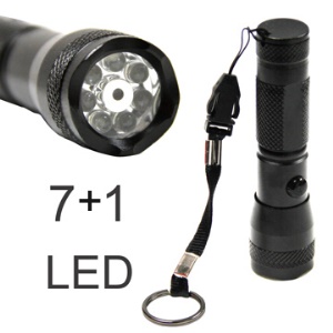 2 in 1 7-LED Torch Lamp Flashlight Light and Laser Pointer - Black