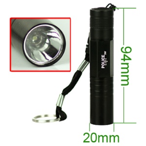 Black Portable 3W Aluminum LED Flashlight Torch Lamp with Key Chain 037-2c