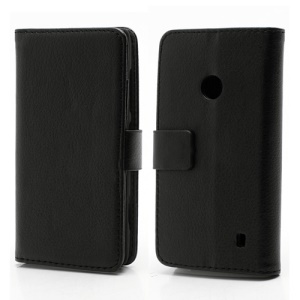 Folio Wallet Leather Stand Case Cover for Nokia Lumia 520 - Black