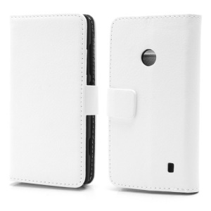 Folio Wallet Leather Stand Case Cover for Nokia Lumia 520 - White