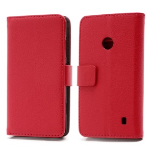 Folio Nokia Lumia 520 Leather Wallet Case Cover w/ Stand and Card Slots - Red