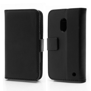 Wallet Leather Stand Case Cover for Nokia Lumia 620 - Black