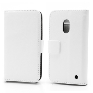 Wallet Leather Stand Case Cover for Nokia Lumia 620 - White