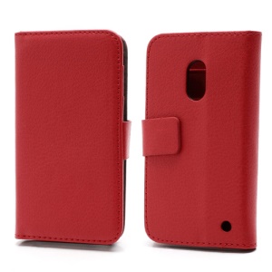 Wallet Leather Stand Case Cover for Nokia Lumia 620 - Red