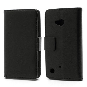 Folio Leather Wallet Case Cover w/ Stand for Nokia Lumia 720 - Black
