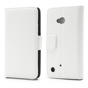 Folio Leather Wallet Case Cover w/ Stand for Nokia Lumia 720 - White