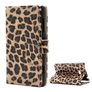 Leopard Card Slots Leather Stand Case Cover for Nokia Lumia 720