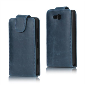 Crazy Horse PU Leather Case Cover for Nokia Lumia 820 - Blue
