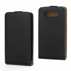 Genuine Split Leather Vertical Flip Case for Nokia Lumia 820 - Black