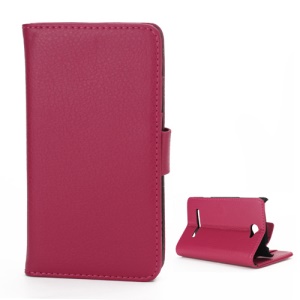Litchi Leather Wallet Case Stand for HTC Windows Phone 8S - Rose