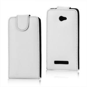 Glossy Magnetic Leather Flip Case for HTC Windows Phone 8X - White