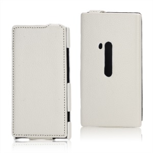 Litchi Texture Vertical Flip Leather Case Cover for Nokia Lumia 920 - White
