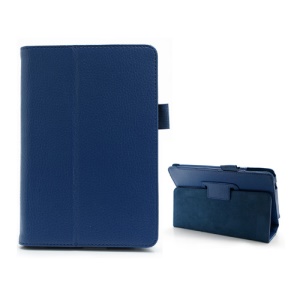 Litchi Grain Stand Holder Folio Leather Case for Acer Iconia Tab B1-A71 - Blue