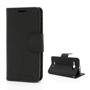 Mercury Fancy Diary Wallet Leather Stand Case for HTC Butterfly Deluxe One X5 / J Butterfly X920D - Black