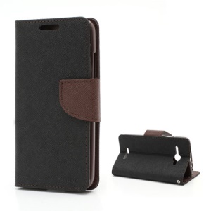 Mercury Fancy Diary Wallet Leather Stand Case for HTC Butterfly Deluxe One X5 / J Butterfly X920D - Brown / Black