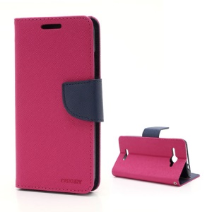 Mercury Fancy Diary Wallet Leather Stand Case for HTC Butterfly Deluxe One X5 / J Butterfly X920D - Dark Blue / Rose