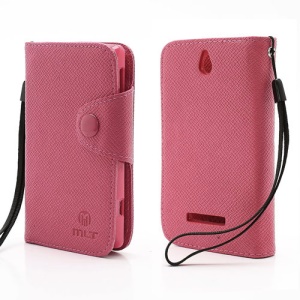 MLT Folio Leather Wallet Case Cover for Sony Xperia E Dual C1605 C1604 Xperia E C1505 C1504 - Red