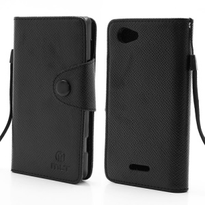 MLT Leather Wallet Case TPU Inner Cover for Sony Xperia L S36h C2104 C2105 - Black