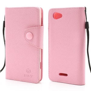 MLT Leather Wallet Case TPU Inner Cover for Sony Xperia L S36h C2104 C2105 - Pink