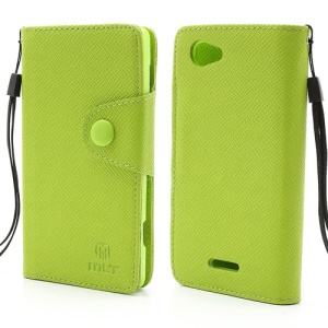 MLT Leather Wallet Case TPU Inner Cover for Sony Xperia L S36h C2104 C2105 - Green