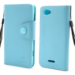 MLT Leather Wallet Case TPU Inner Cover for Sony Xperia L S36h C2104 C2105 - Blue
