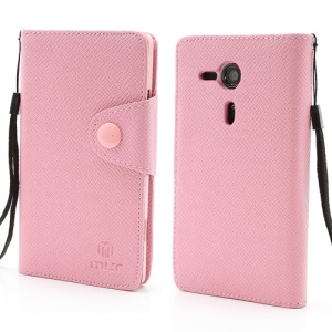 MLT TPU Inner Case Leather Wallet Cover for Sony Xperia SP M35h C5303 C5302 C5306 - Pink
