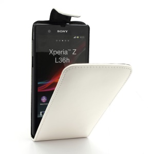 Glossy Leather Vertical Flip Case for Sony Xperia Z C6603 L36h Yuga - White