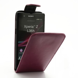 Glossy Leather Vertical Flip Case for Sony Xperia Z C6603 L36h Yuga - Red