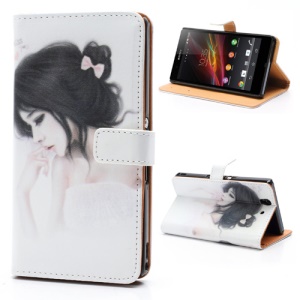 Good-Looking Girl Wallet Style Stand Leather Case for Sony Xperia Z C6603 C6602 L36h HSPA+ LTE
