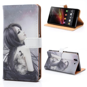 Tattooed Classic Beauty Leather Case w/ Stand &amp; Wallet for Sony Xperia Z C6603 C6602 L36h HSPA+ LTE