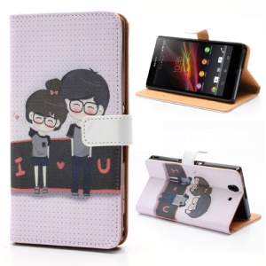 I Love U Boy &amp; Girl Wallet Leather Stand Case for Sony Xperia Z C6603 C6602 L36h HSPA+ LTE