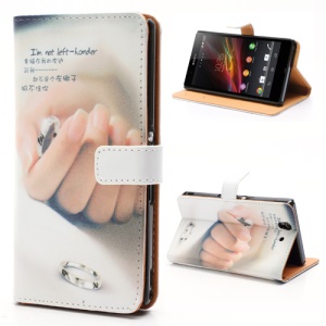 Elegant Hand &amp; Ring Leather Wallet Case with Stand for Sony Xperia Z C6603 C6602 L36h HSPA+ LTE