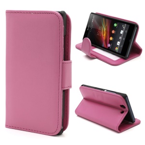 Card Holder Wallet PU Leather Stand Case for Sony Xperia Z C6603 C6602 L36h - Rose