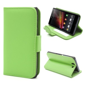 Card Holder Wallet PU Leather Stand Case for Sony Xperia Z C6603 C6602 L36h - Green