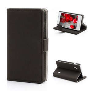 Gravel Texture Folio Leather Wallet Case Cover for LG Optimus L5 II E460 - Black