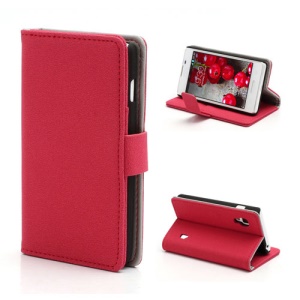 Gravel Texture Folio Leather Wallet Case Cover for LG Optimus L5 II E460 - Red