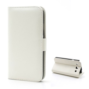 Wallet Litchi Leather Case Stand for LG Optimus G Pro E985 F240 F240K - White