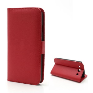 Litchi Texture Leather Wallet Case Cover Stand for LG Optimus G Pro E985 F240 F240K - Red